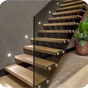 Cầu Thang Kính Nhôm Đúc Mạ Đen