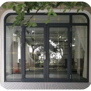 Cửa Đi Nhôm Xingfa Kính Hộp Trang Trí Nan Đồng