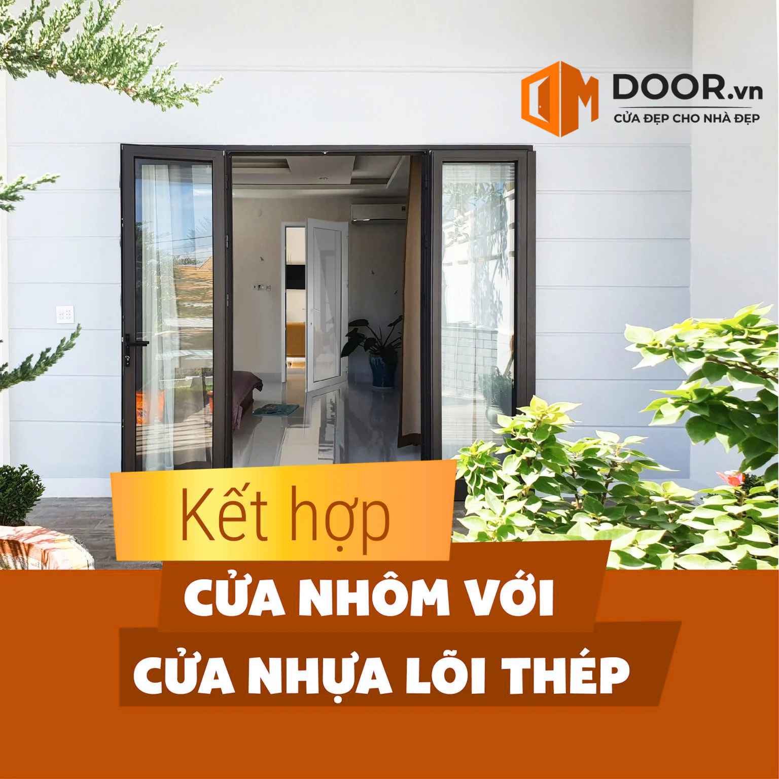 kết hợp cửa nhôm với cửa nhựa lõi thép